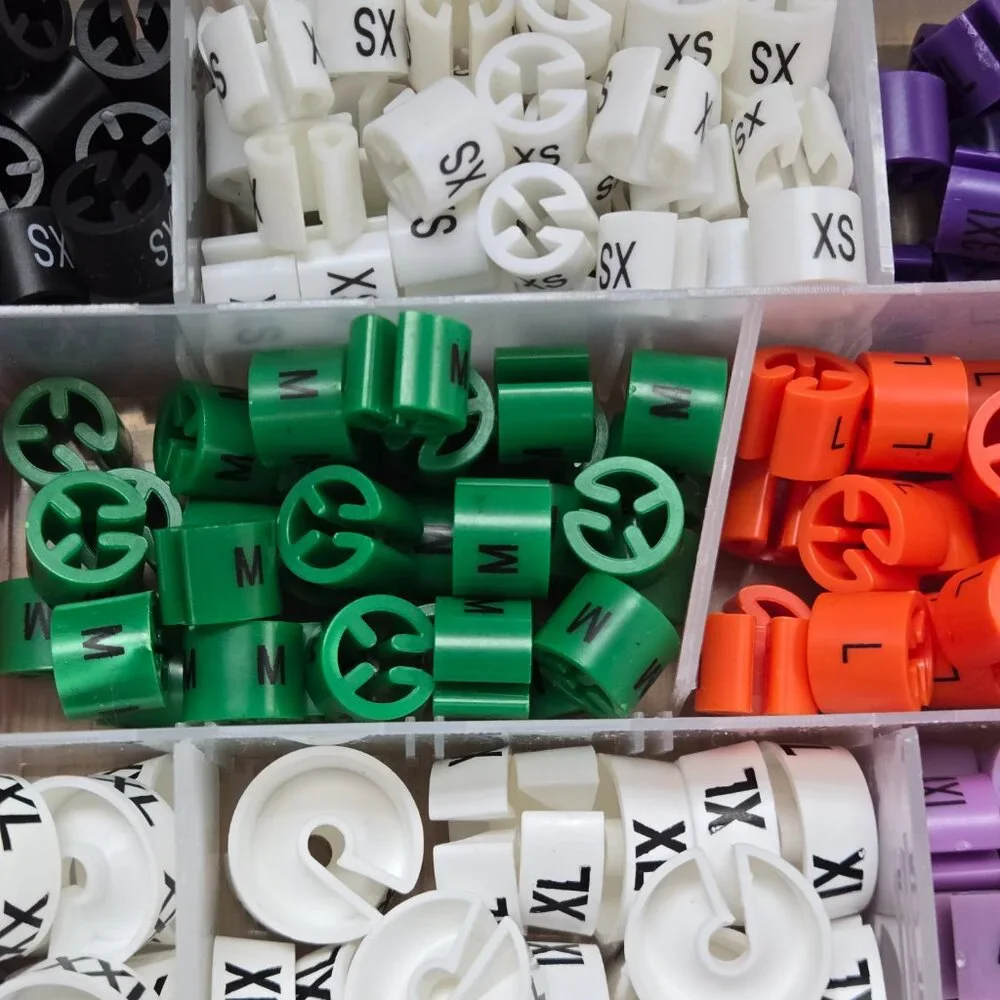 Hanger Sizers: Garment Markers, Clip On, Plastic XXS - 4XL